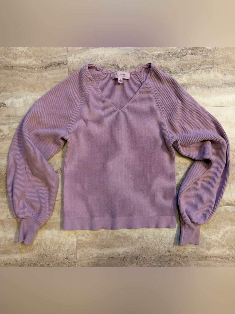 Philosophy mauve V-Neck Ribbed Sweater